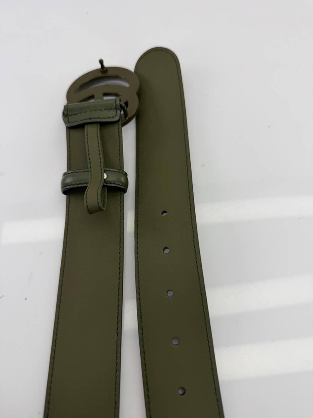 Authentic Gucci Monochrome Gg Wide Marmont Enamel Green Belt 75/30 400593 - Picture 6 of 8